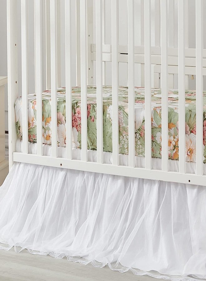 Brandream Luxury Softer Thicker Crib Sheets Set, 100% Organic Cotton Lilium Rose Floral Printed Toddler Sheets for Baby Girls, Breathable Comfy Durable, 28"x52" - Sage Green Ivory Blush Pink Yellow - Image 2